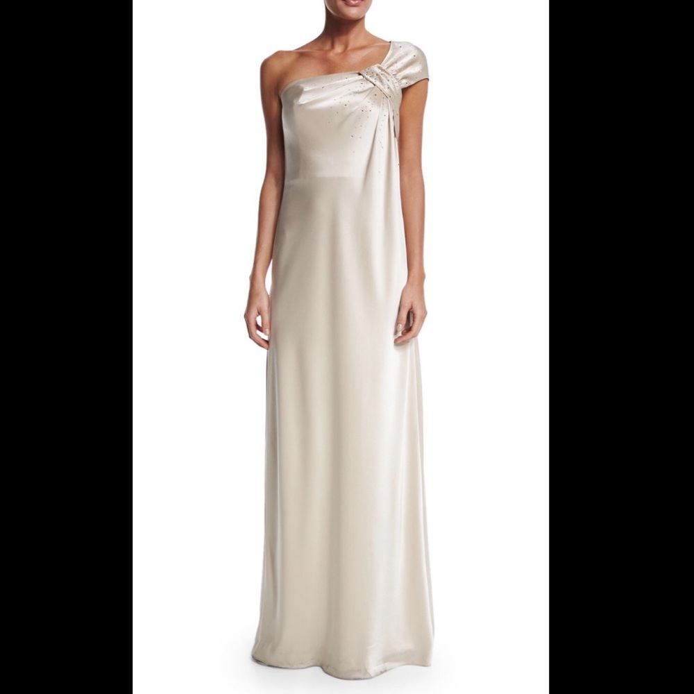 St. John Satin One-Shoulder Gown size 2